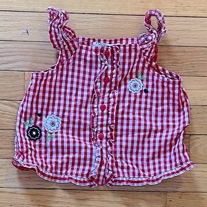 Young Hearts floral red checkered top 4T